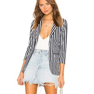 Natalie Striped Blazer in Navy & White